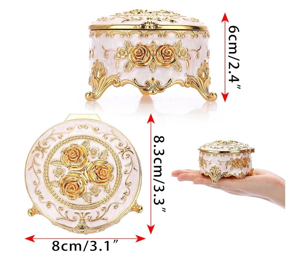 Brand New | Vintage Metal Jewelry Box Round Trinket Organizer - photo 3