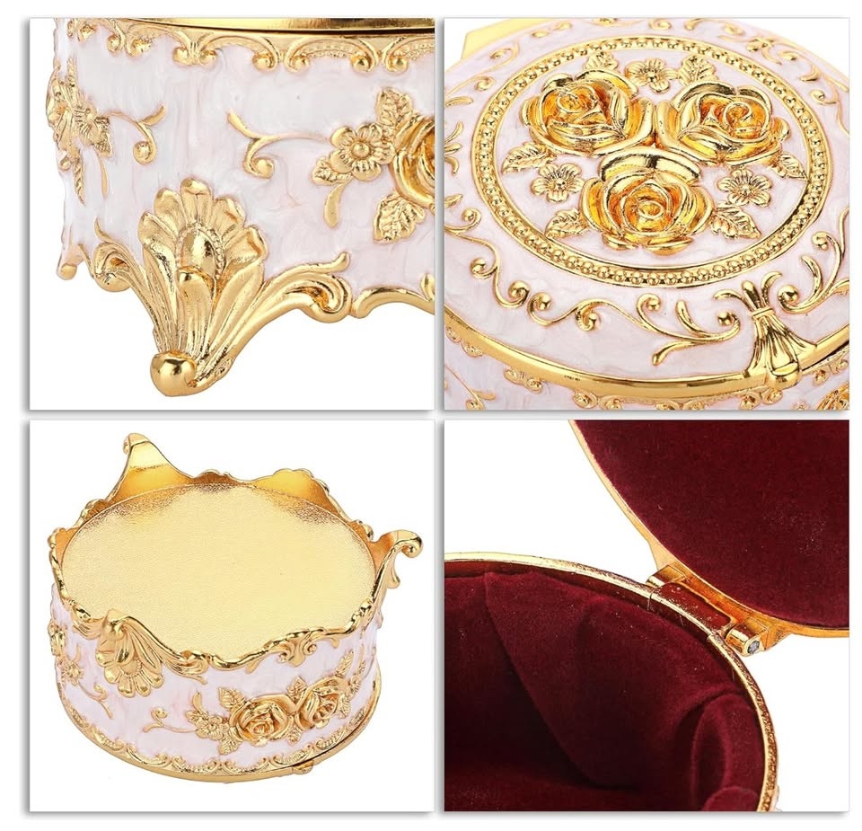 Brand New | Vintage Metal Jewelry Box Round Trinket Organizer - photo 4