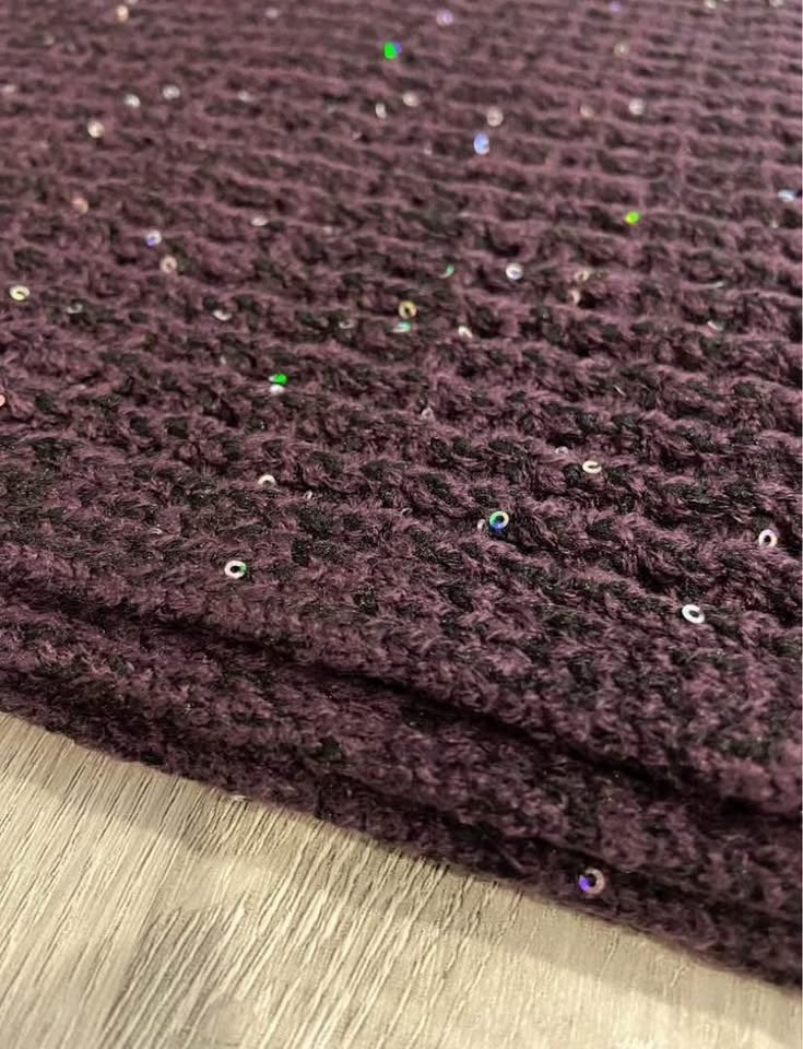 NWT Ricki's Sparkly Deep Purple Sequined Cable-Knit Scarf O/S - photo 5