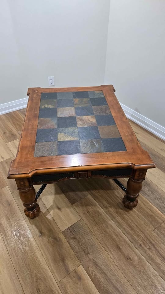 Vintage coffee table with stone top - photo 2