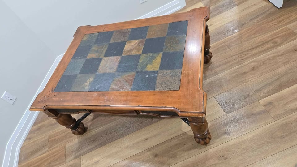 Vintage coffee table with stone top - photo 4