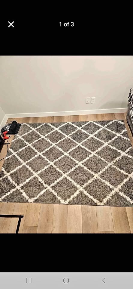 5ft x 7ft Gray and White Rug