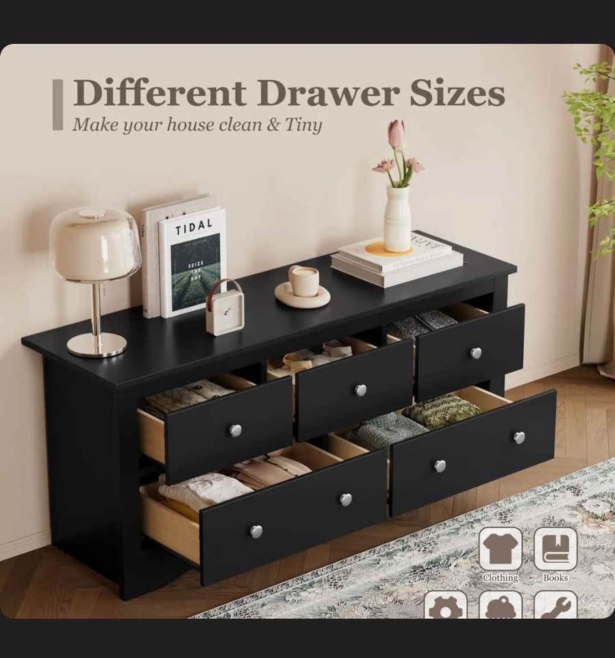 5-Drawer 52'' W Double Dresser, Modern Retro With Large Capacity - photo 4