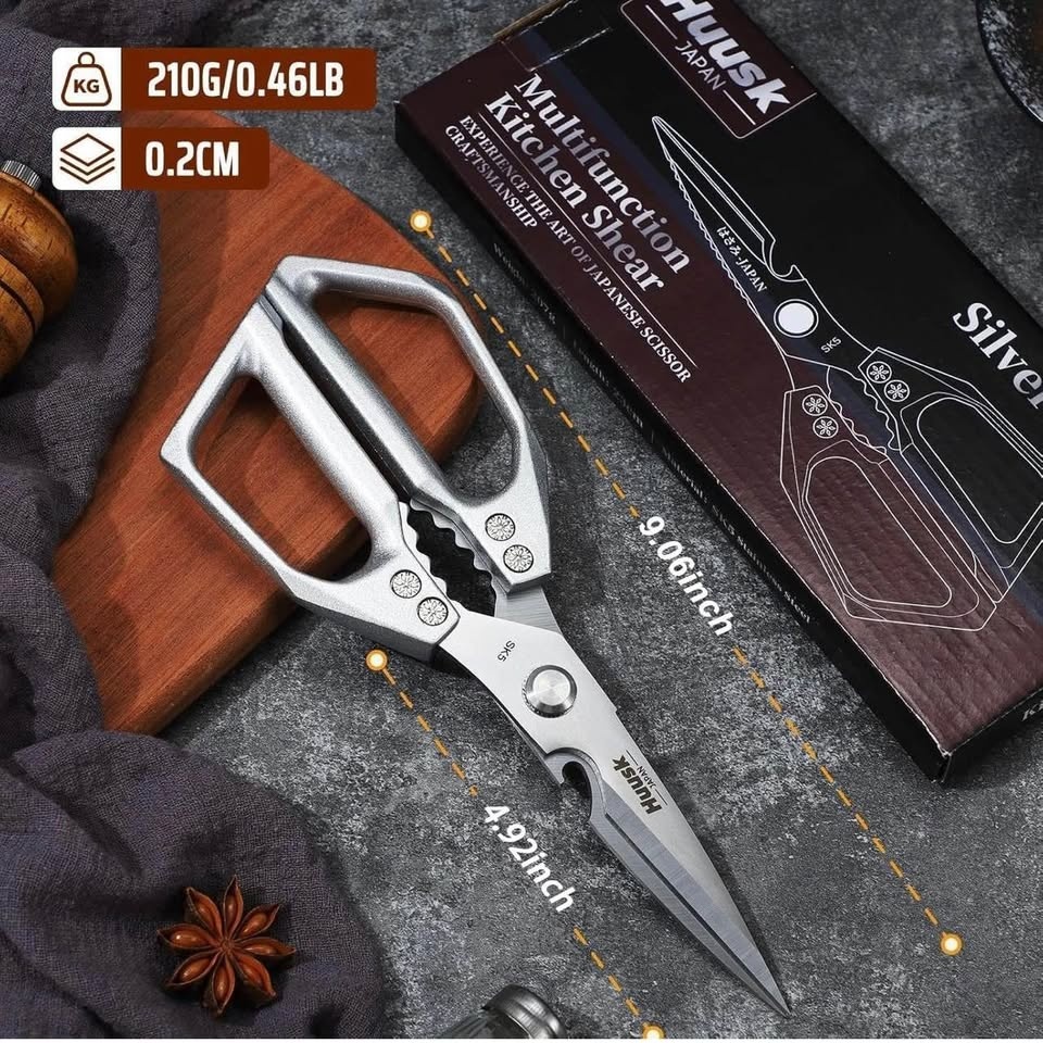 Huusk Multi Functional Kitchen Shears SK5 Silver Serrated Metal - photo 2
