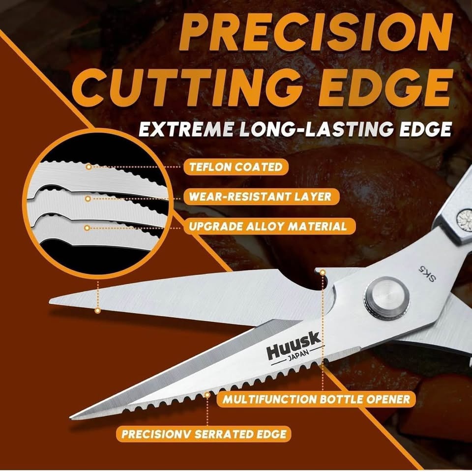 Huusk Multi Functional Kitchen Shears SK5 Silver Serrated Metal - photo 4