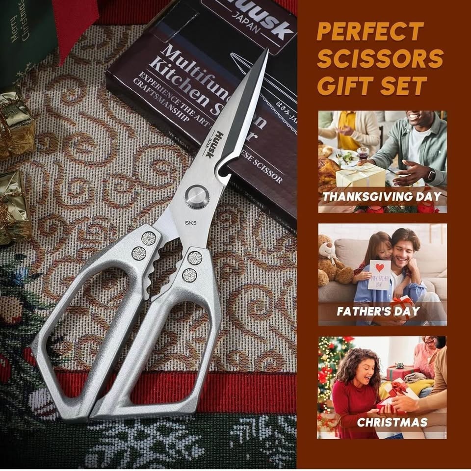 Huusk Multi Functional Kitchen Shears SK5 Silver Serrated Metal - photo 5