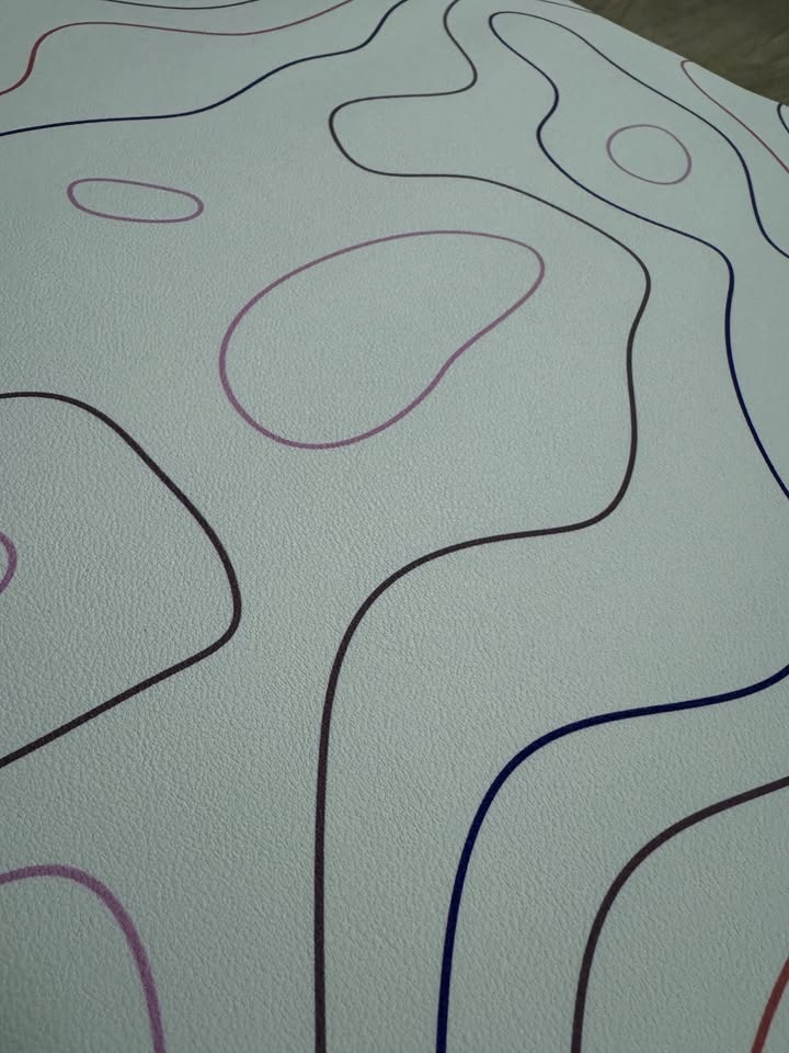 PU Leather Desk Mat - White Topographic Style - photo 2