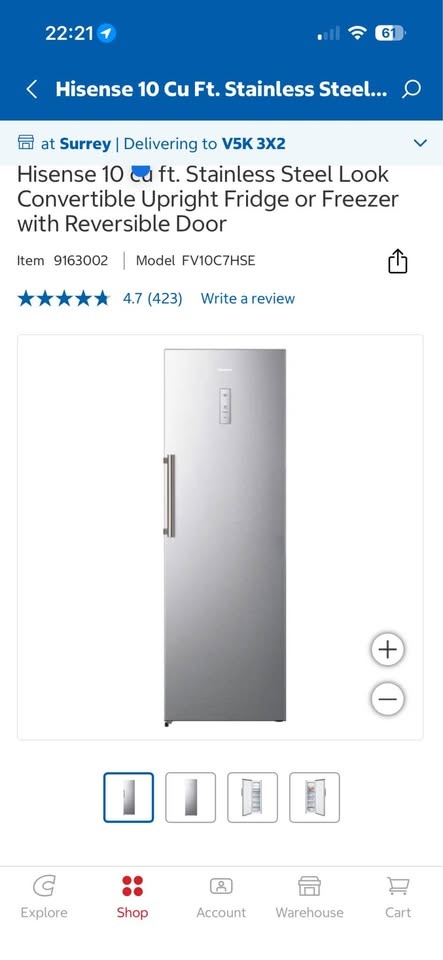 Hisense 10 cu ft Convertible Upright Fridge or Freezer - photo 3