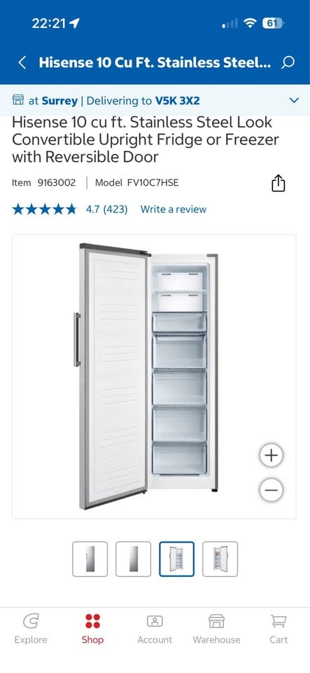 Hisense 10 cu ft Convertible Upright Fridge or Freezer - photo 4