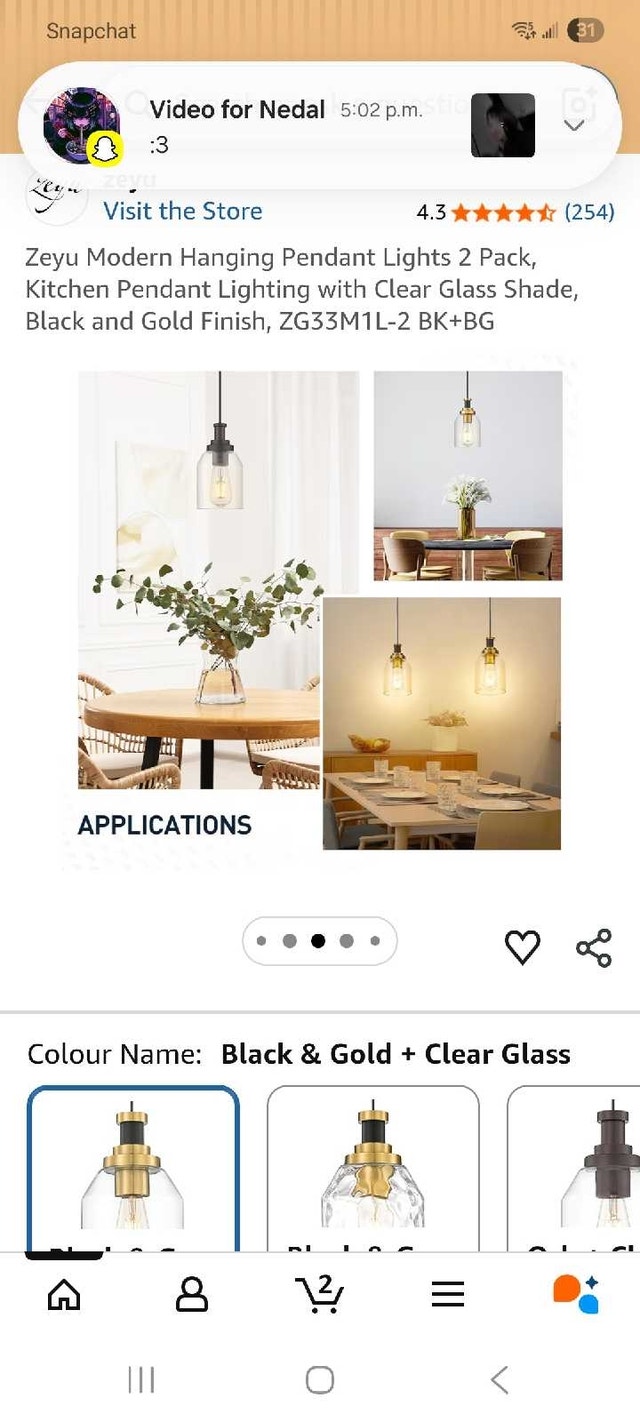Zeyu Modern Pendant Lights (2-Pack)