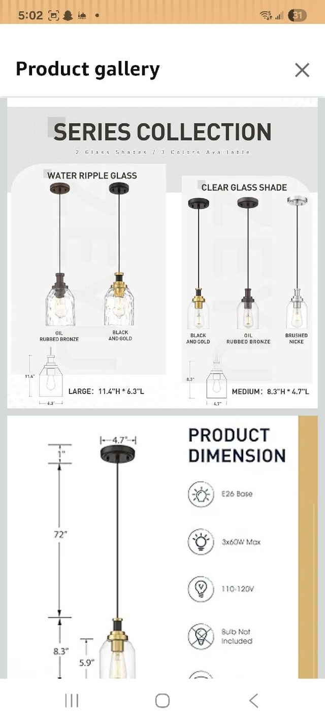 Zeyu Modern Pendant Lights (2-Pack) - photo 2