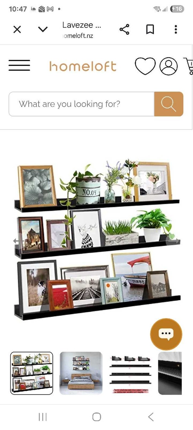 Lavezee 47 Inch Photo Ledge Shelves (Set of 3, Black)