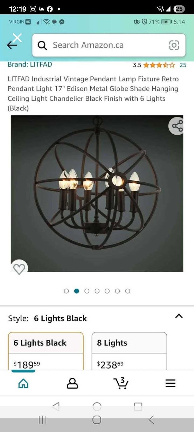 LITFAD Industrial Vintage 6-Light Chandelier - photo 2