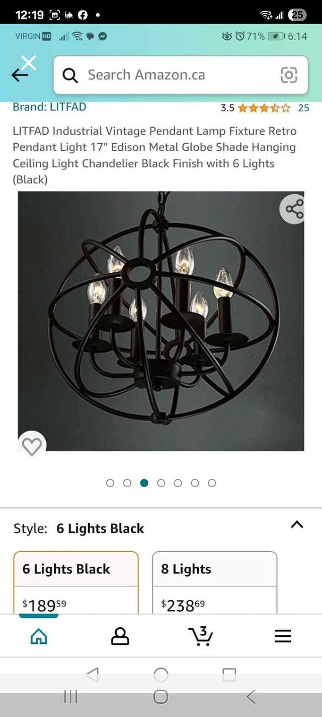 LITFAD Industrial Vintage 6-Light Chandelier - photo 3