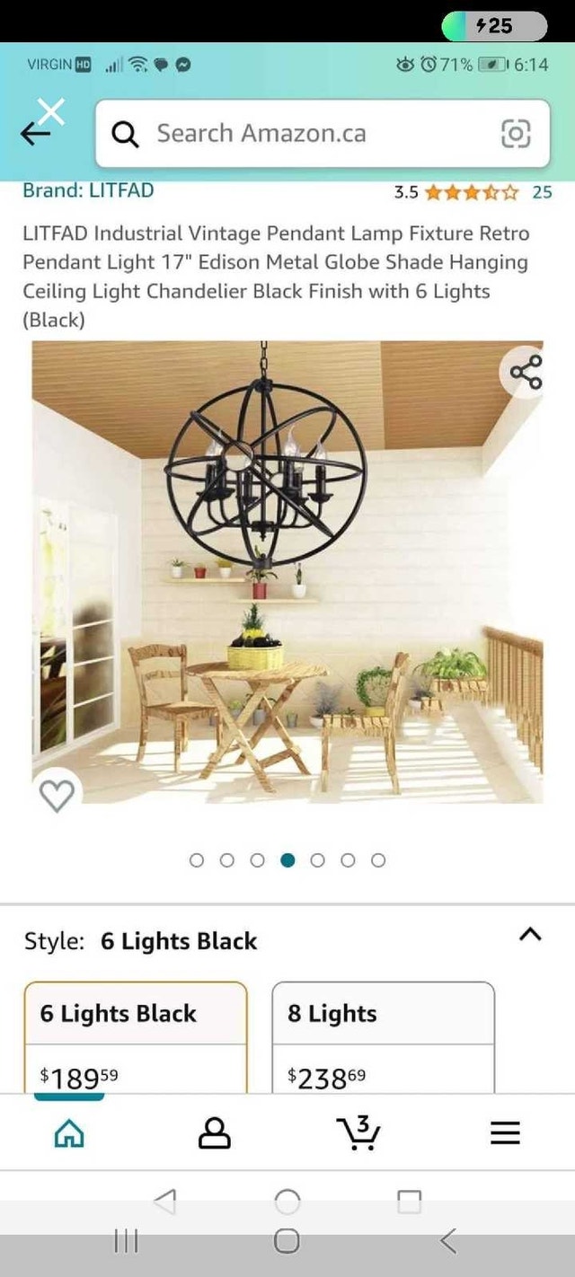 LITFAD Industrial Vintage 6-Light Chandelier - photo 4