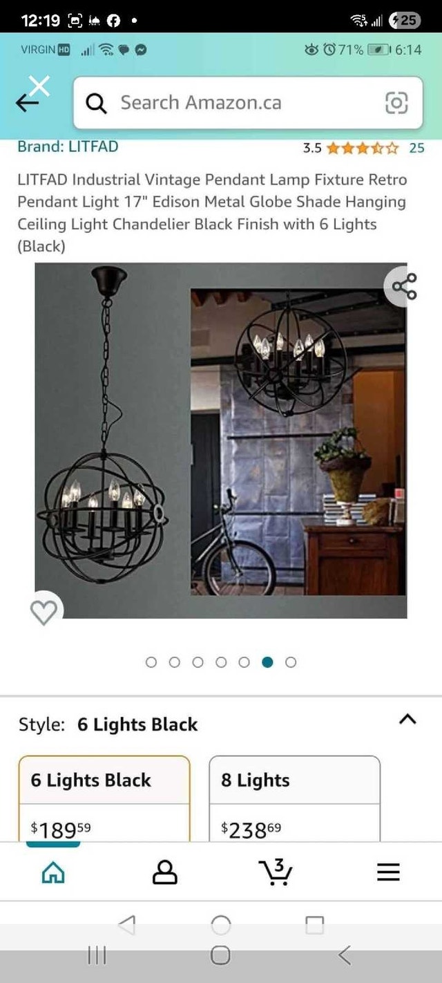 LITFAD Industrial Vintage 6-Light Chandelier - photo 5