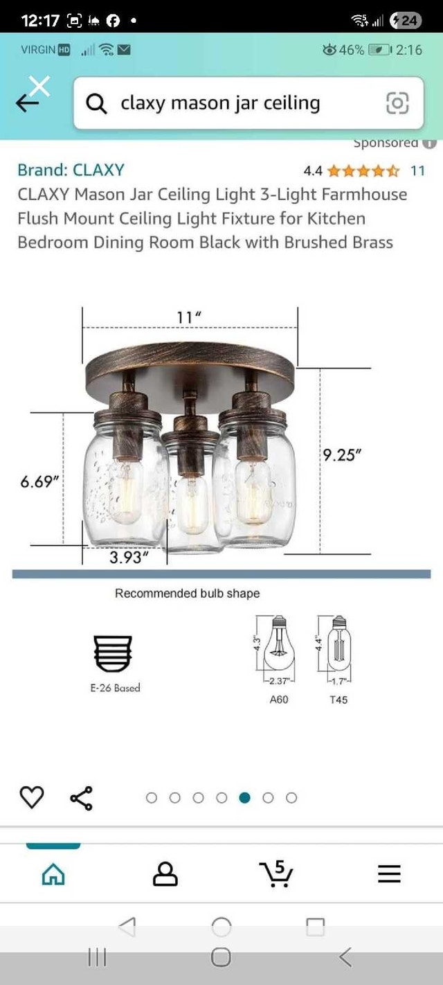 Claxy Mason Jar Ceiling Light - photo 2
