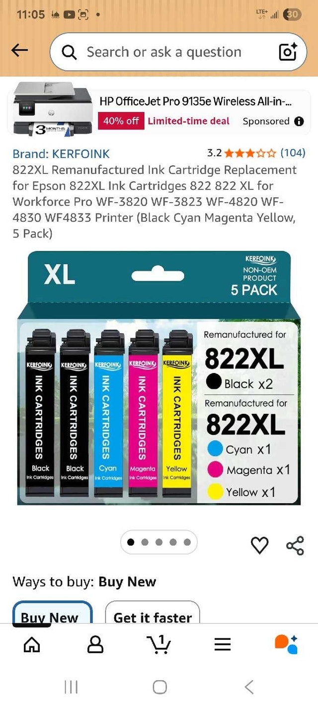 Kerfoink 822XL Ink Cartridge 4-Pack