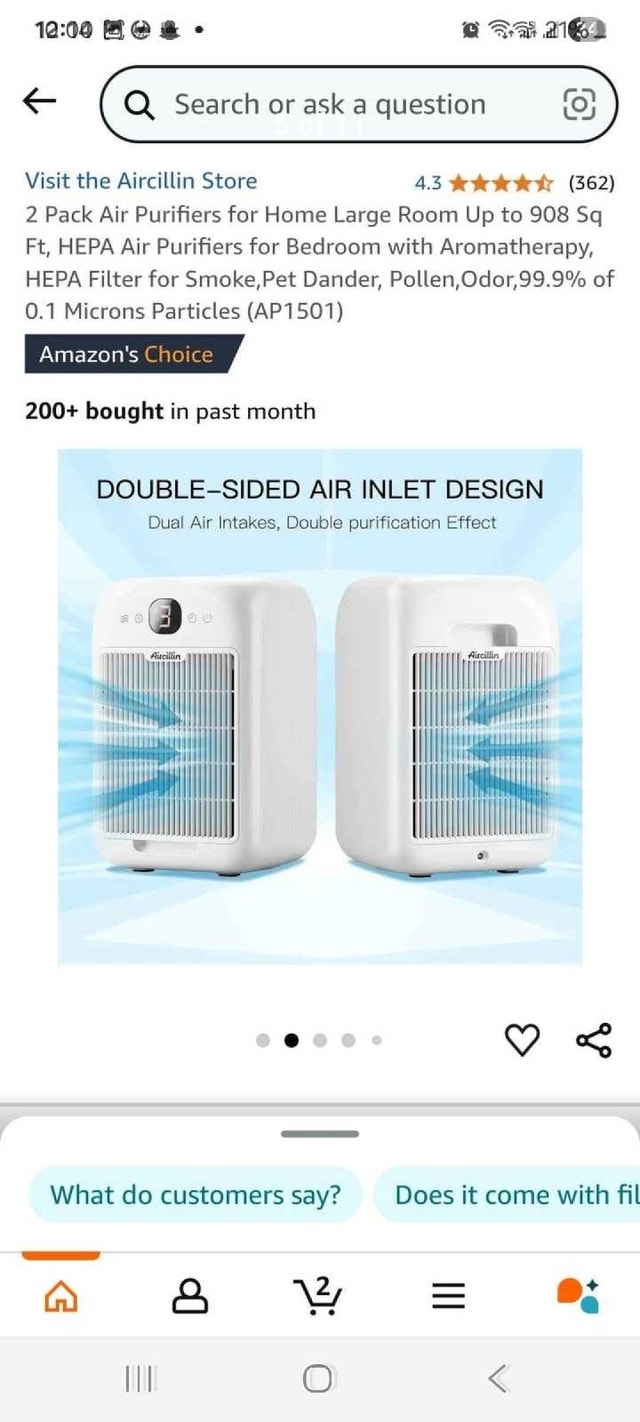 Aircillin Air Purifiers (2-Pack, HEPA, Aromatherapy) - photo 3