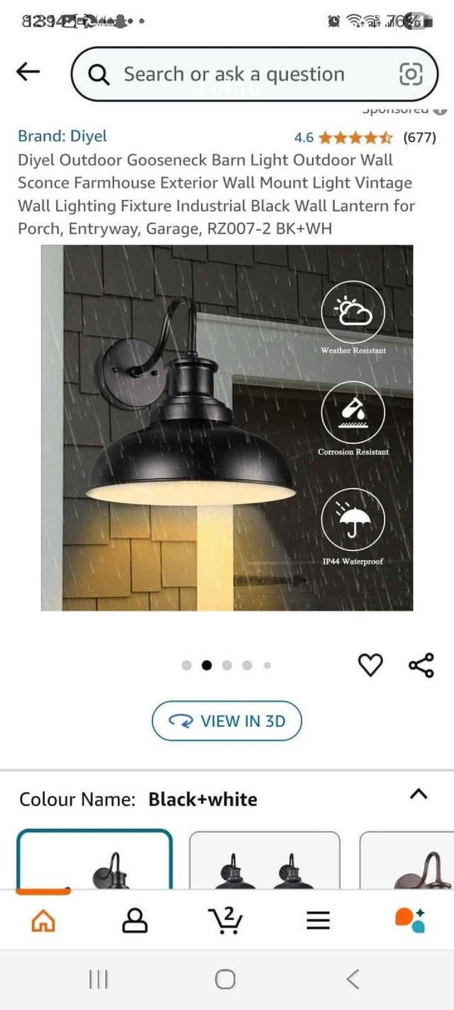Diyel Outdoor Gooseneck Barn Light - Black - photo 2