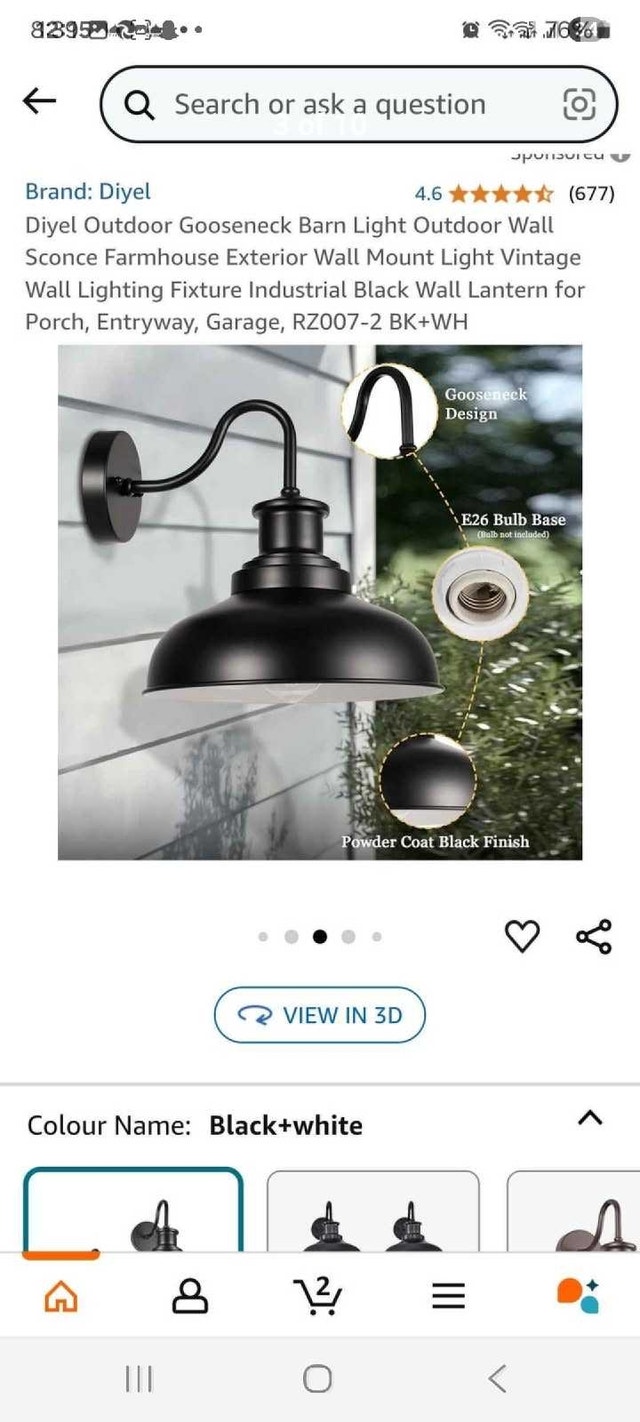 Diyel Outdoor Gooseneck Barn Light - Black - photo 3
