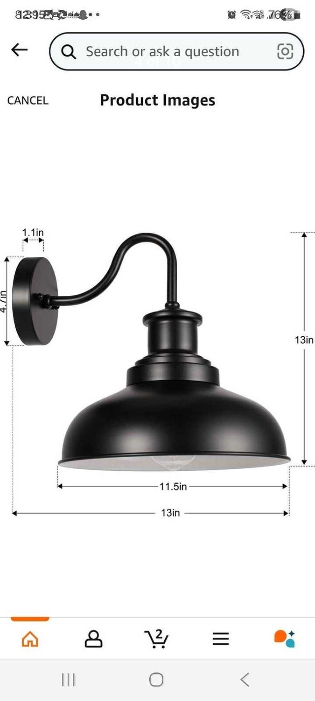 Diyel Outdoor Gooseneck Barn Light - Black - photo 4