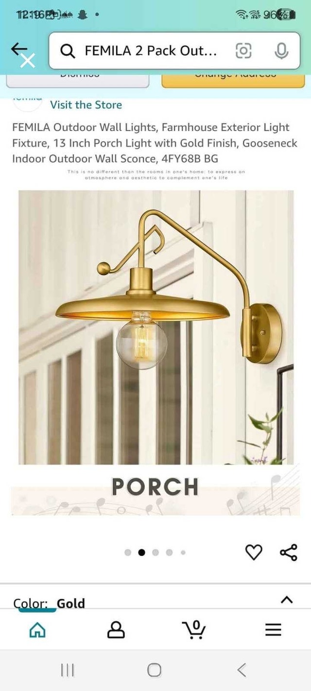 FEMILA Wall Sconce - Farmhouse Gold Gooseneck Light - photo 2