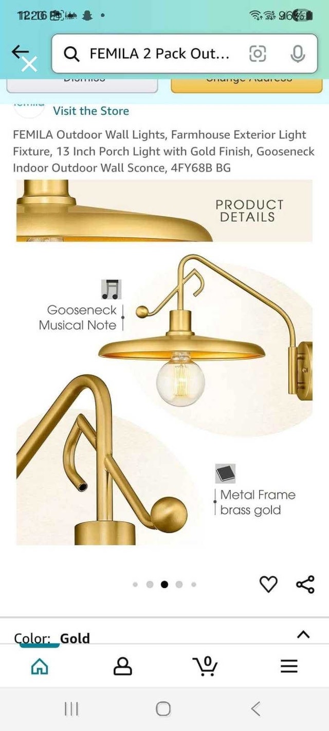 FEMILA Wall Sconce - Farmhouse Gold Gooseneck Light - photo 5