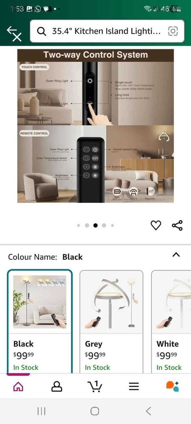 Sunlummi Saturn Ring LED Floor Lamp - Modern Black - photo 3