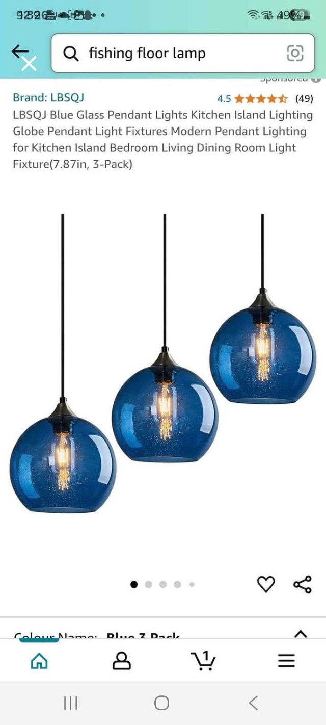 LBSQJ Blue Glass Pendant Lights (3-Pack)