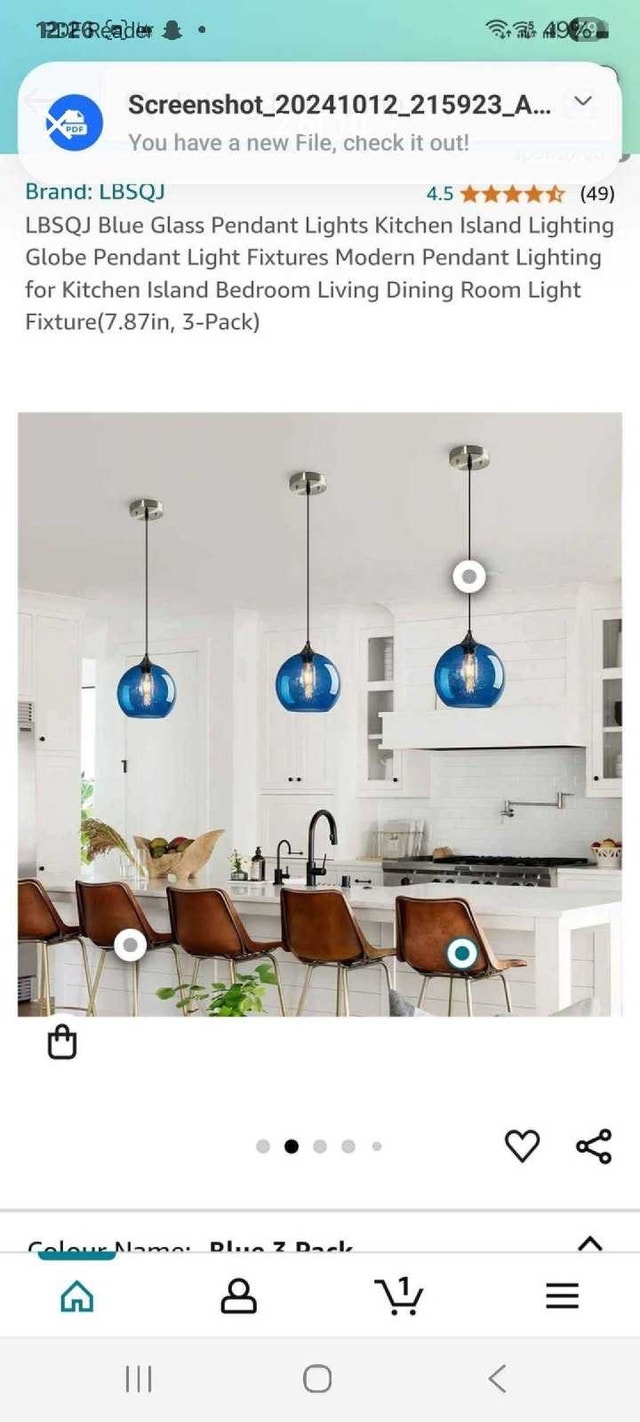 LBSQJ Blue Glass Pendant Lights (3-Pack) - photo 2