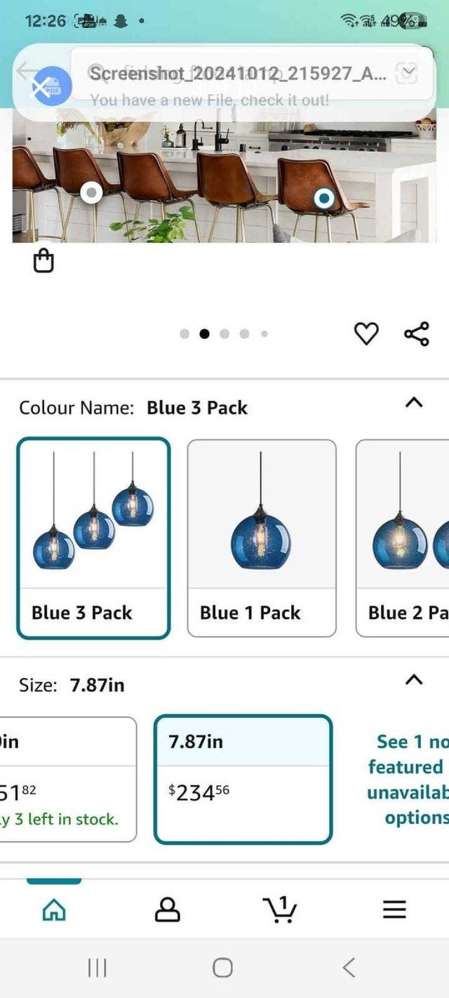 LBSQJ Blue Glass Pendant Lights (3-Pack) - photo 3