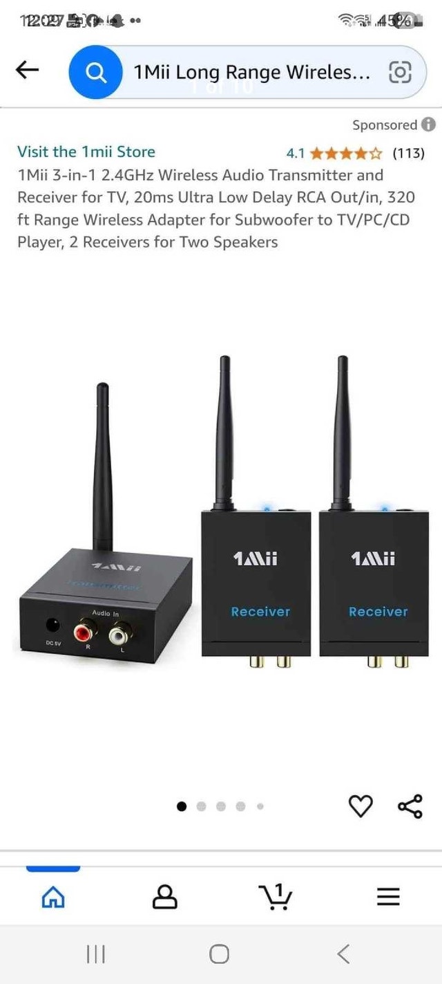 1Mii Wireless Audio Transmitter Receiver
