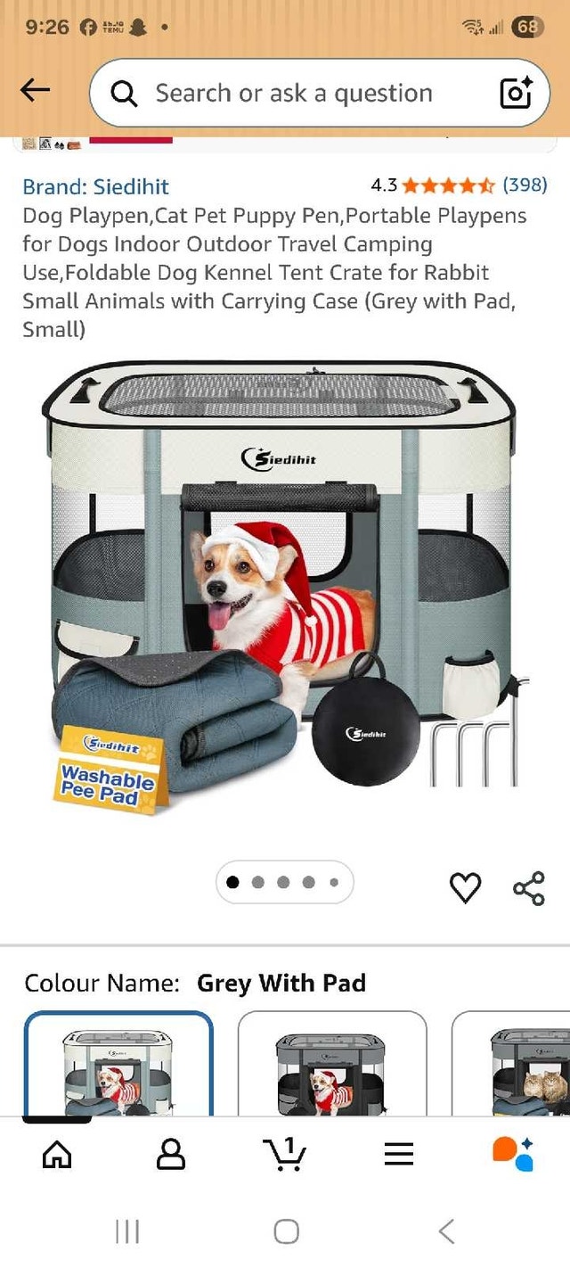 NEW SEALED Siedihit Dog Playpen Small Grey
