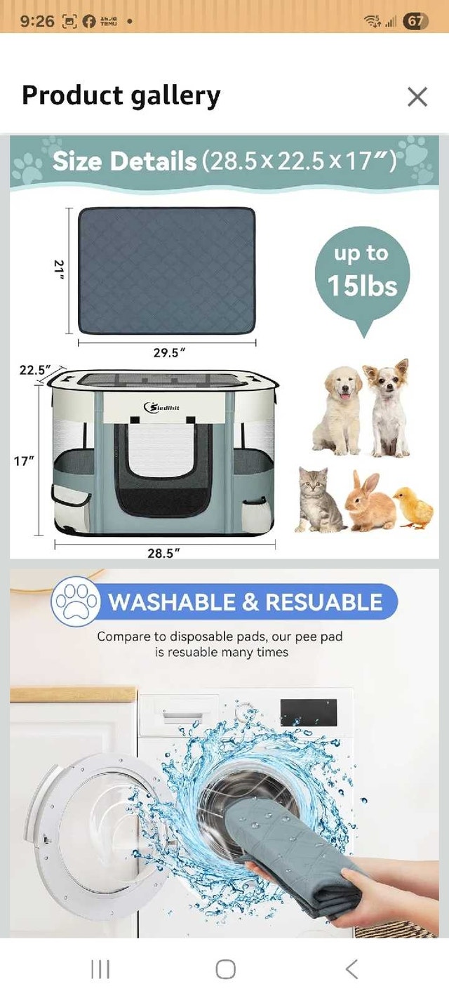 NEW SEALED Siedihit Dog Playpen Small Grey - photo 4