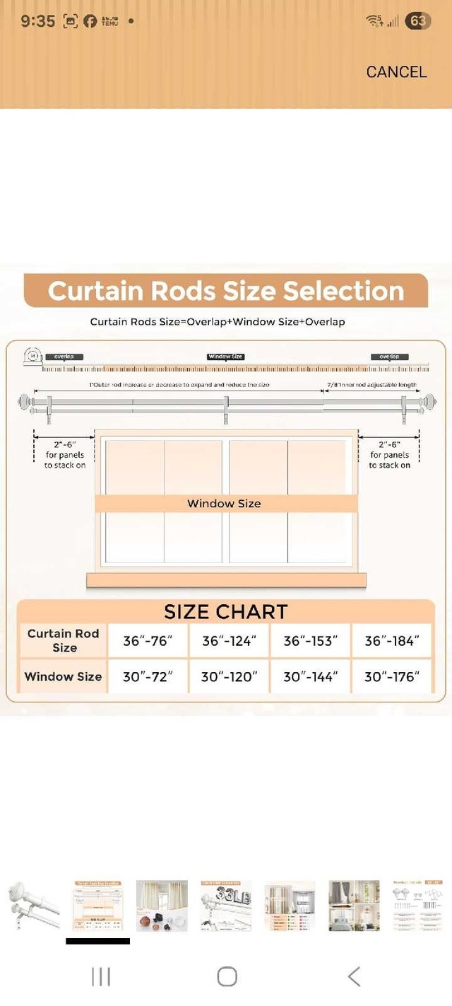 Wolistoa White Double Curtain Rod (36-72") - photo 3