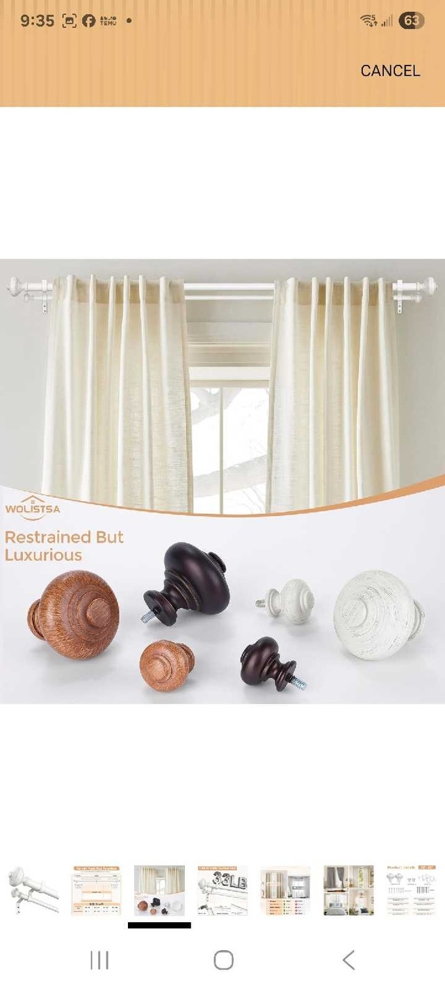 Wolistoa White Double Curtain Rod (36-72") - photo 4