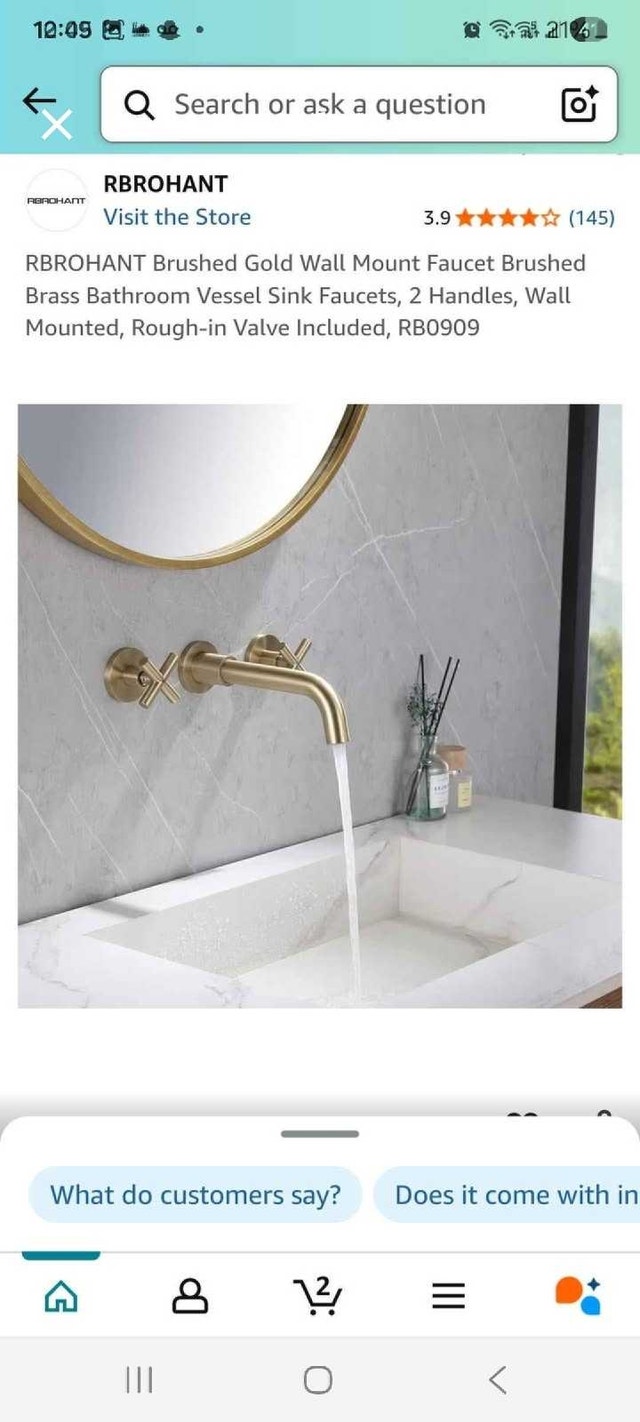 Rbrohant Brushed Gold Wall Mount Faucet - photo 2