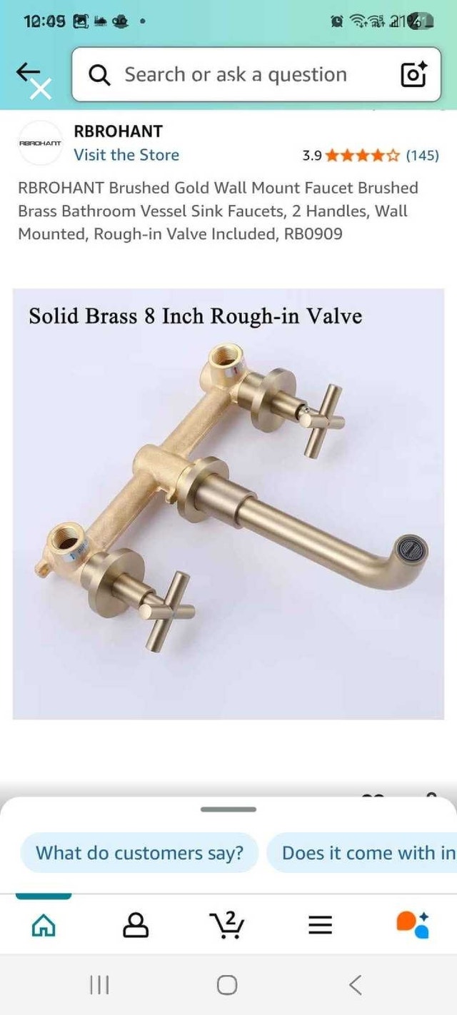 Rbrohant Brushed Gold Wall Mount Faucet - photo 4