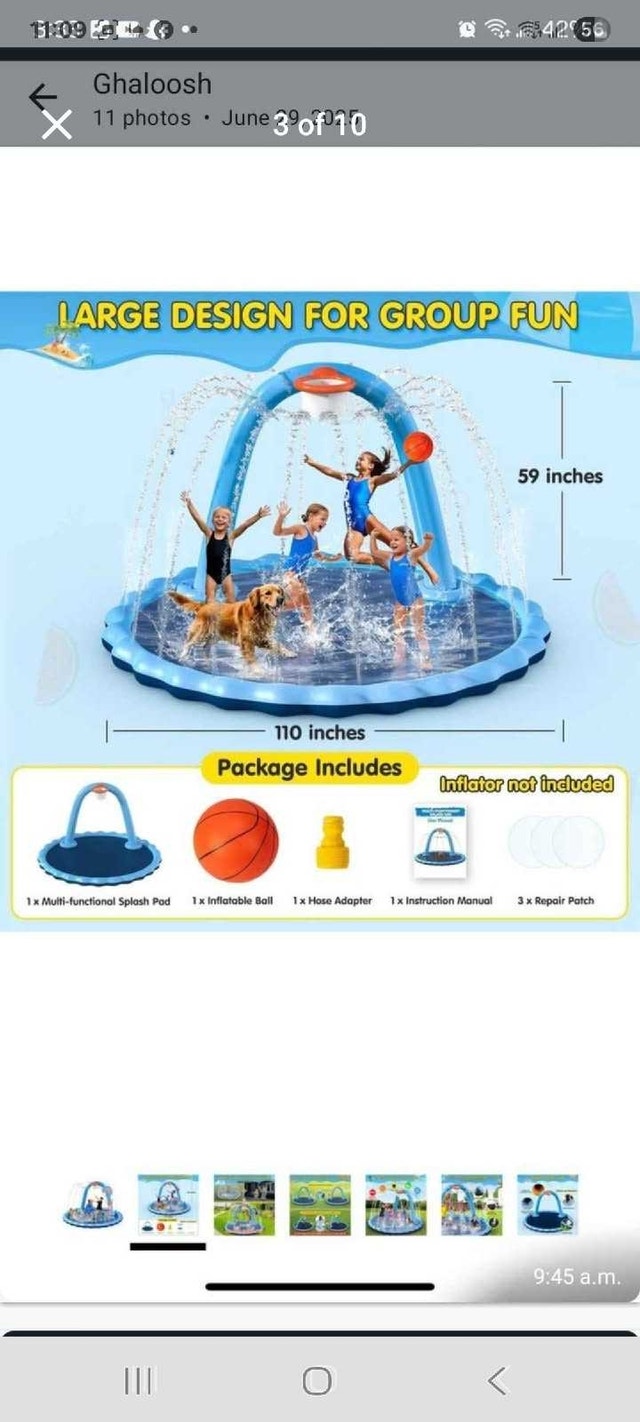 Hipsignal 110" 2-in-1 Splash Pad with Basketball Hoop - photo 2