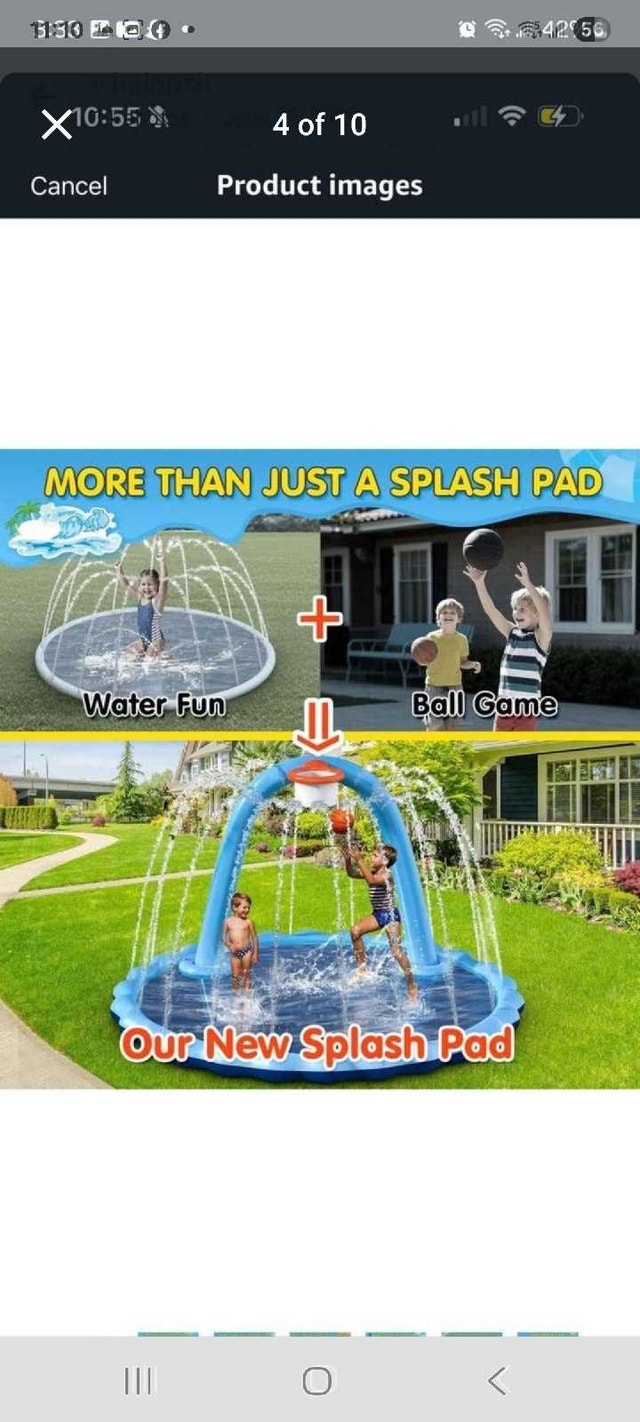 Hipsignal 110" 2-in-1 Splash Pad with Basketball Hoop - photo 3