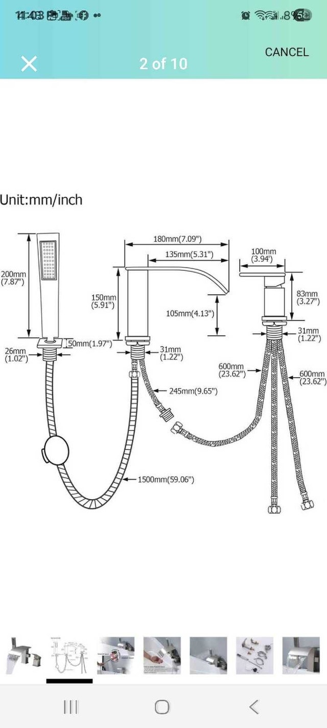 FSCEPIXI Tub Faucet with Handheld Shower - Brushed Nickel - photo 2