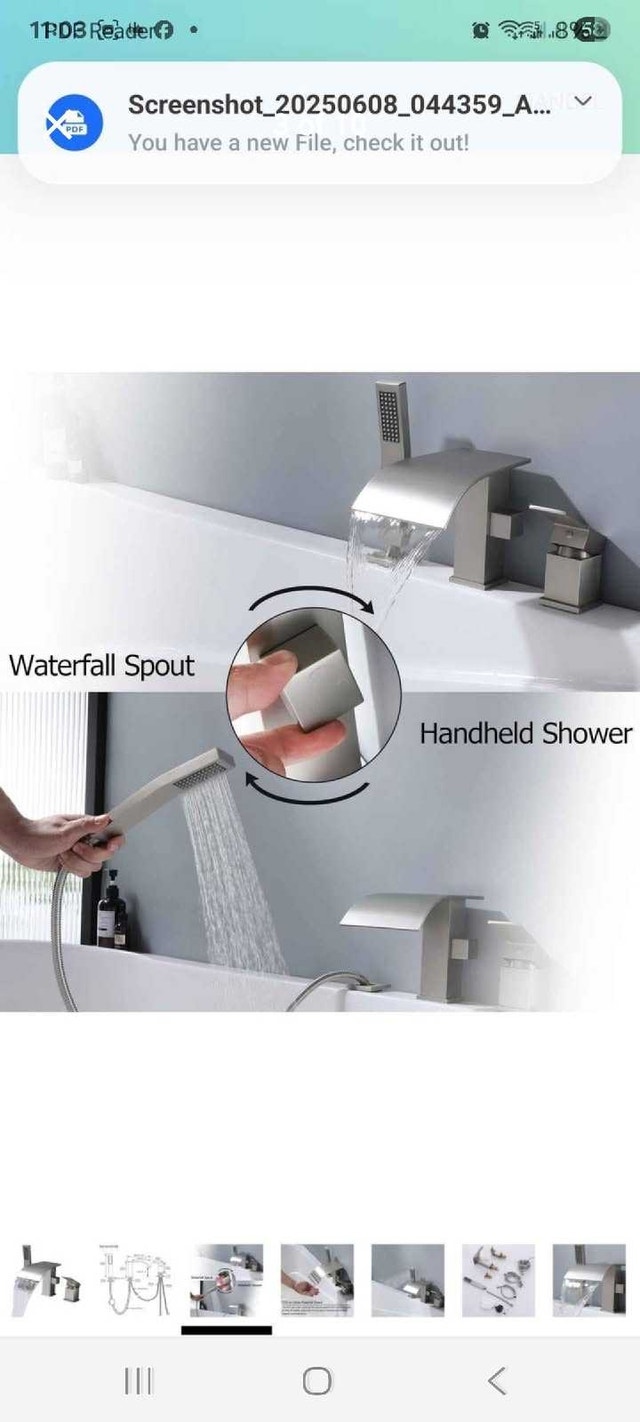 FSCEPIXI Tub Faucet with Handheld Shower - Brushed Nickel - photo 3