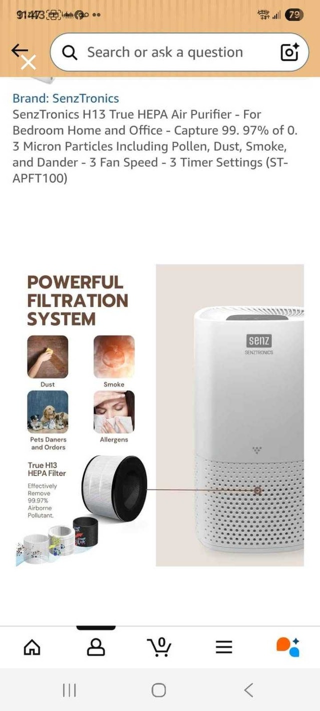 Senztronics H13 True HEPA Air Purifier - photo 5