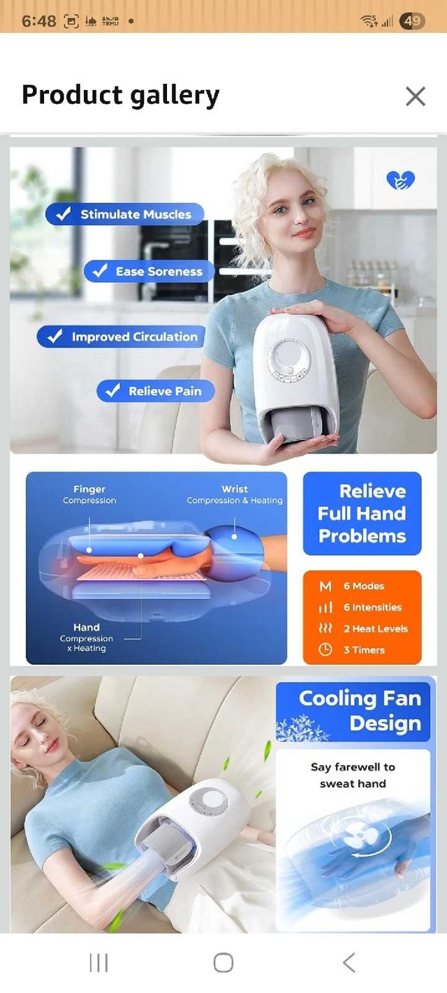 EaseZen Hand Massager with Heat & Cooling - photo 3