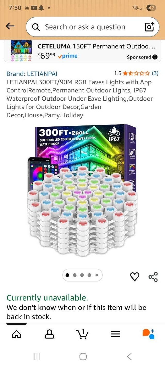 LETINPAI RGB Eaves Lights 300FT