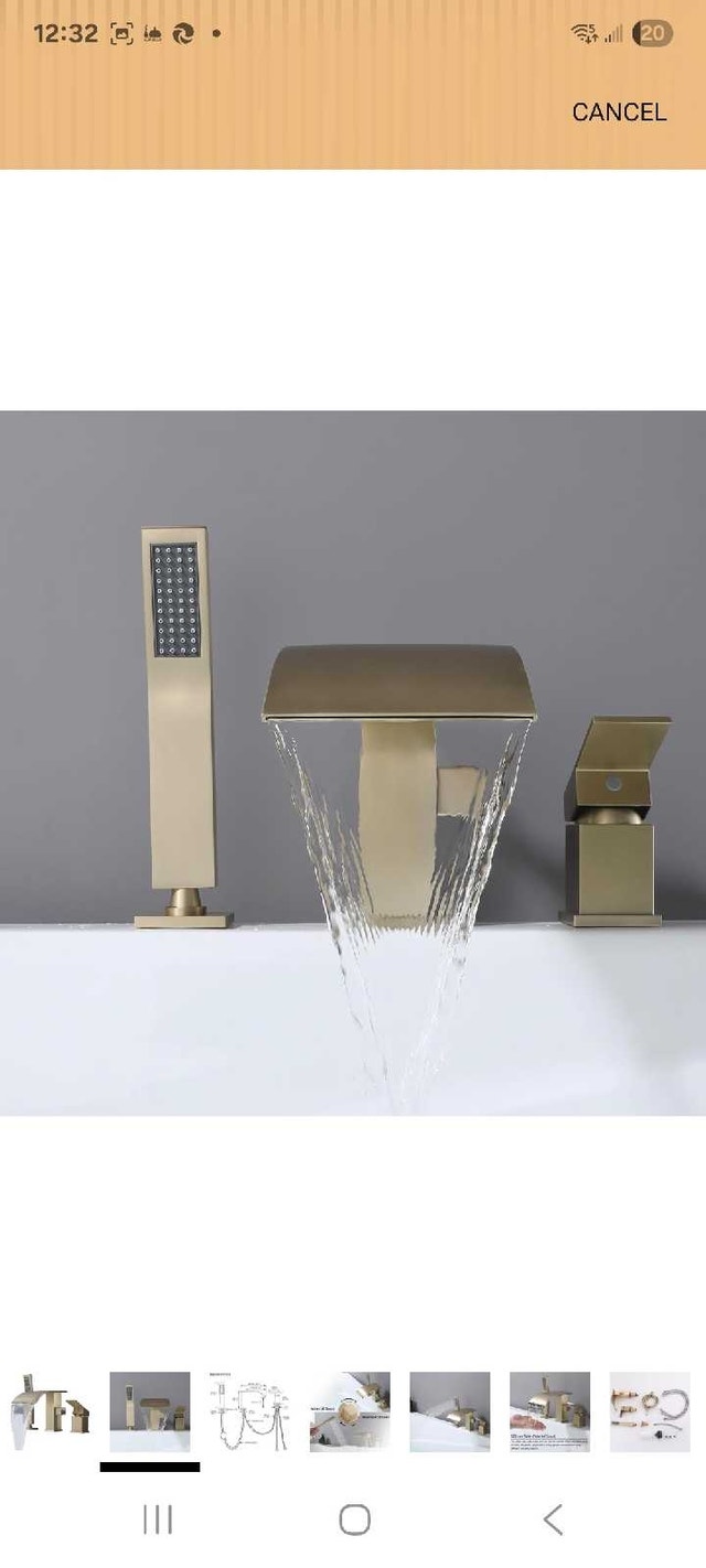 Waterfall Bathtub Faucet with Handheld Shower - Bronze-Gold - photo 2