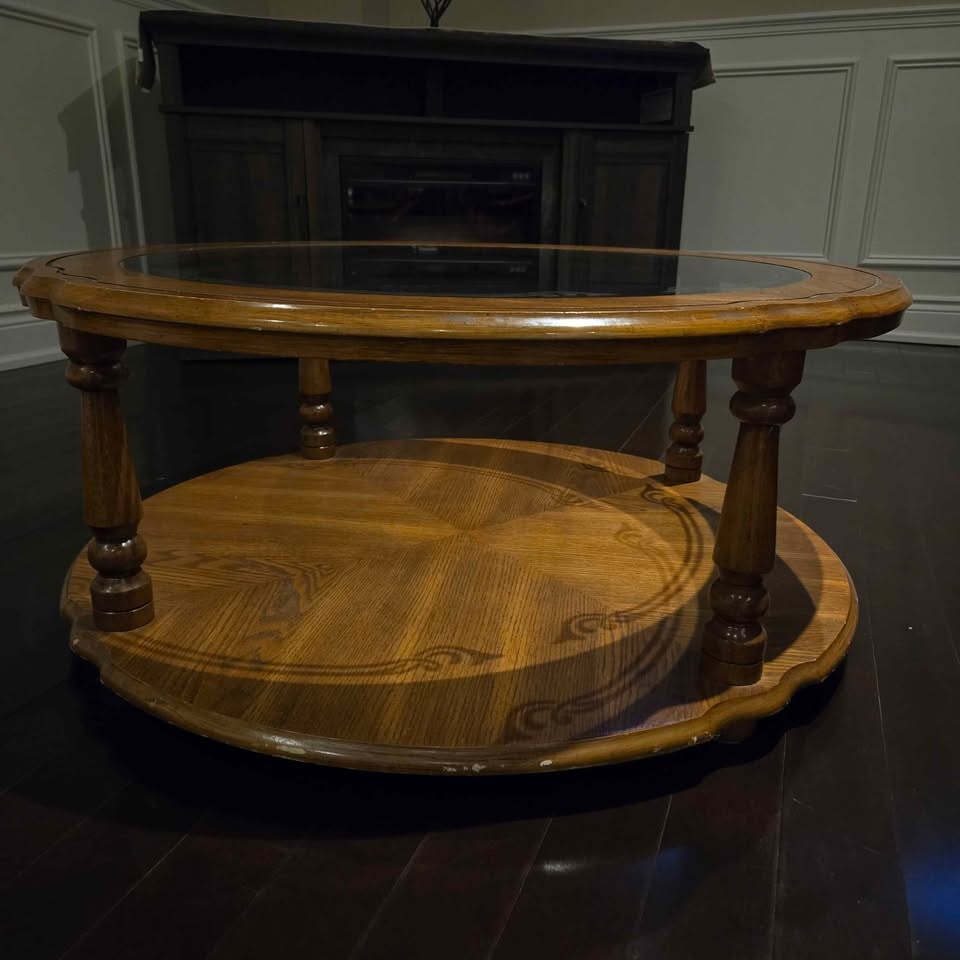 MOVING- Oak Glass Top Coffee Table - photo 2