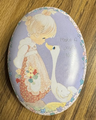 Vintage Enesco Precious Moments Oval Tin Box