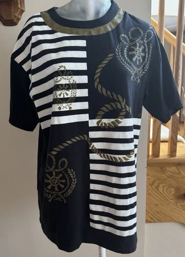 Vintage Lucky Winner Black T Shirt Nautical Theme Size Small